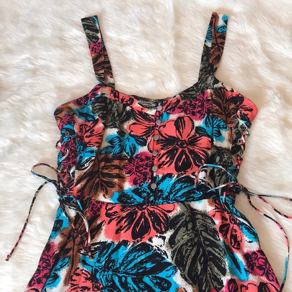 Forever 21 floral Hawaii hibiscus 🌺 dress M - Picture 3 of 5